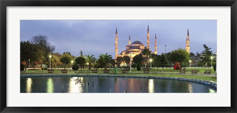 Framed Blue Mosque Lit Up at Dusk, Istanbul, Turkey Print