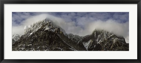 Framed Clouds over Snowcapped mountain range, Paine Massif, Torres del Paine National Park, Magallanes Region, Patagonia, Chile Print