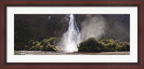 Framed Waterfall at Milford Sound, Fiordland National Park, South Island, New Zealand Print