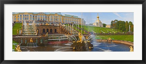 Framed Grand Cascade fountain in front of the Peterhof Grand Palace, Petrodvorets, St. Petersburg, Russia Print