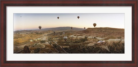 Framed Hot air balloons in flight over Cappadocia, Central Anatolia Region, Turkey Print