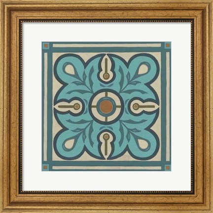 Framed Piazza Tile in Blue III Print