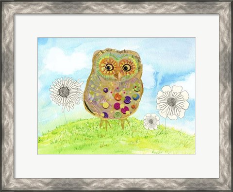 Framed Owl &amp; Flowers Print