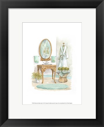 Framed Watercolor Bath in Spa I Print