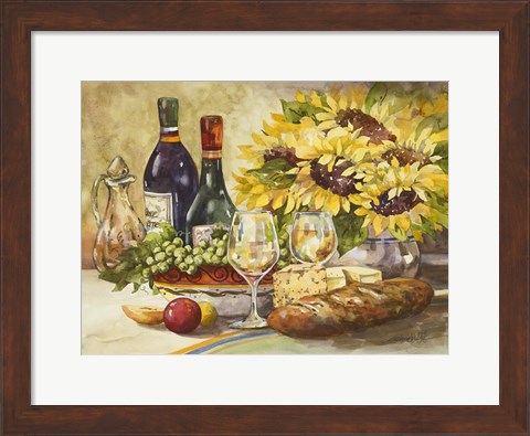 Framed Wine &amp; Sunflowers Print