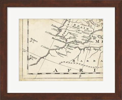 Framed Map of Europe Grid VII Print