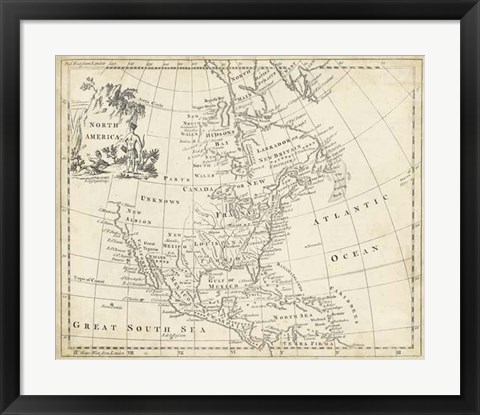 Framed Map of North America Print