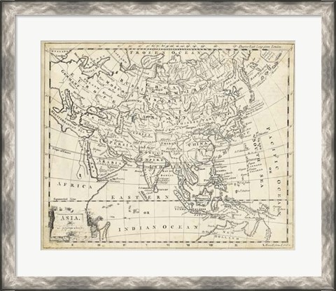 Framed Map of Asia Print