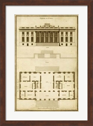 Framed Vintage Building &amp; Plan II Print