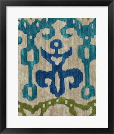 Framed Teal Ikat III Print