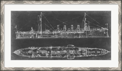 Framed Navy Cruiser Blueprint Print