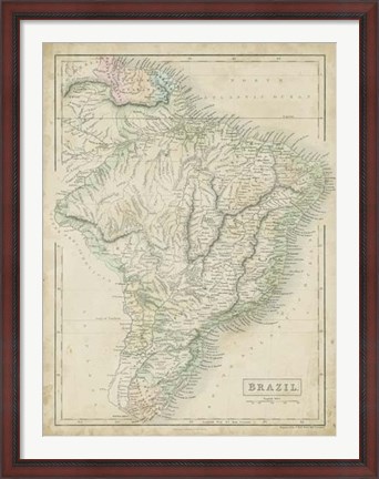 Framed Map of Brazil Print