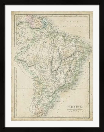 Framed Map of Brazil Print