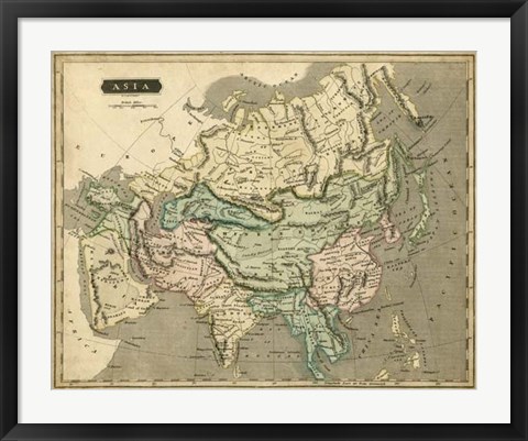 Framed Thomson&#39;s Map of Asia Print