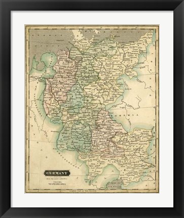 Framed Thomson&#39;s Map of Germany Print