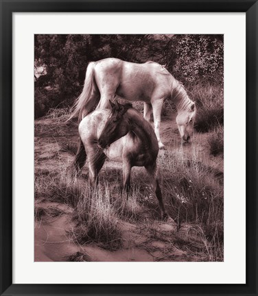 Framed Beach Horses II Print