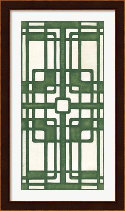 Framed Non-Embellished Emerald Deco Panel I Print