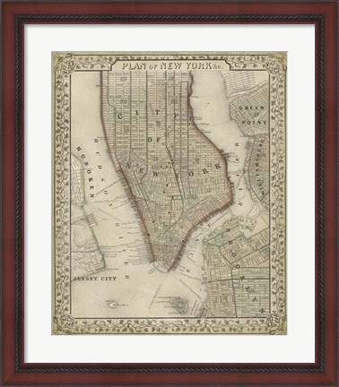 Framed Plan of New York Print
