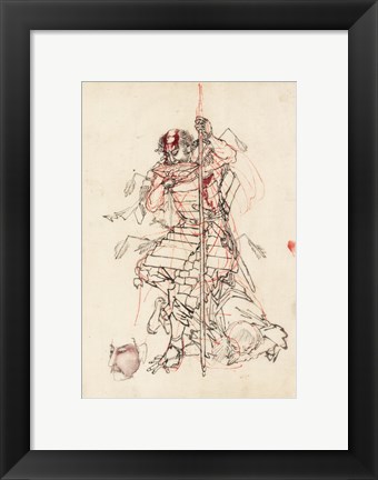 Framed Samurai Sketch Print