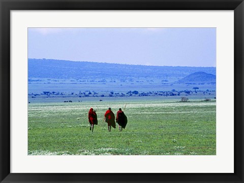 Framed Maasai on Serengeti Africa Print