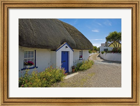 Framed Traditional Thatched Cottage, Kilmore Quay, County Wexford, Ireland Print