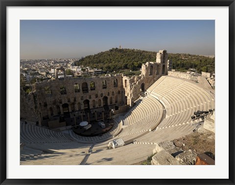 Framed High angle view of an amphitheater, Odeon of Herodes Atticus, Acropolis, Athens, Attica, Greece Print