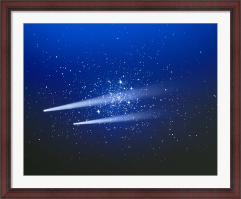 Framed Space, Two Comets Print
