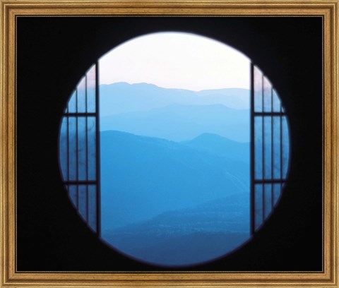 Framed View of Hazy Blue Mountain Ranges Print