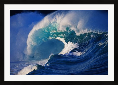 Framed Brilliant Blue Waves (side view) Print