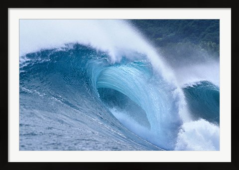 Framed Cool Blue Wave in the Sea Print