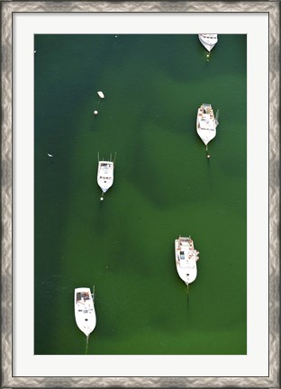 Framed Aerial view of boats in the sea, Cape Cod, Barnstable County, Massachusetts, USA Print