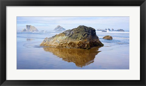 Framed Rock formations in the sea, Bandon, Oregon, USA Print