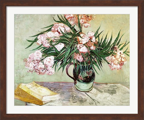 Framed Oleanders and Books, 1888 Print