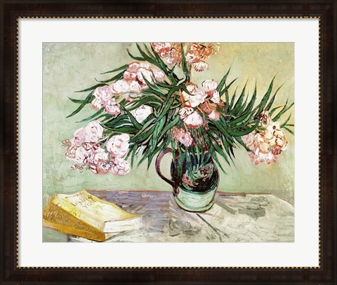 Framed Oleanders and Books, 1888 Print