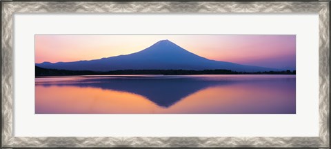 Framed Mt Fuji reflection in a lake, Shizuoka Japan Print