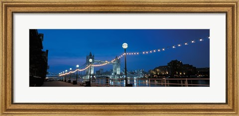 Framed Tower Bridge London England (Nighttime with Lights) Print