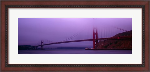 Framed Suspension bridge across the sea, Golden Gate Bridge, San Francisco, Marin County, California, USA Print