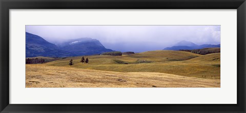 Framed Rolling landscape with mountains in the background, East Glacier Park, Glacier County, Montana, USA Print