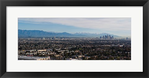 Framed High angle view of a city, Mt Wilson, Mid-Wilshire, Los Angeles, California, USA Print