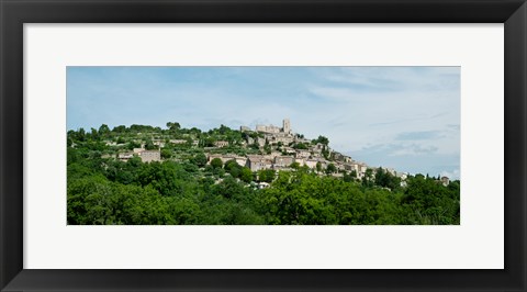 Framed Town on a hill, Lacoste, Vaucluse, Provence-Alpes-Cote d&#39;Azur, France Print