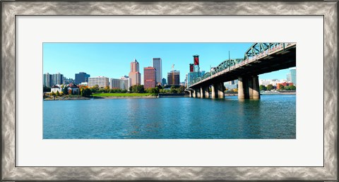 Framed Willamette River, Portland, Multnomah County, Oregon Print