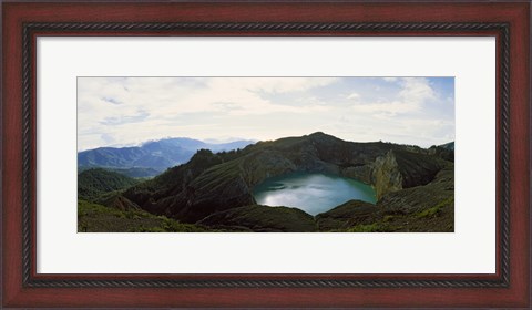 Framed Volcanic lake on a mountain, Mt Kelimutu, Flores Island, Indonesia Print