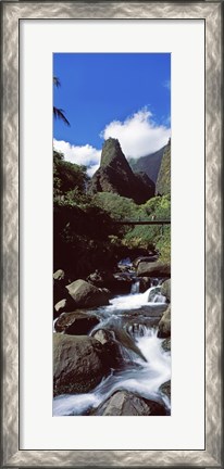 Framed Stream flowing through a valley, Iao Needle, Iao Valley, Wailuku, Maui, Hawaii, USA Print
