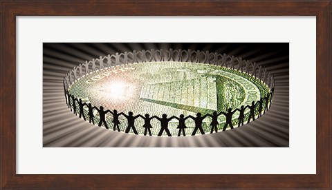 Framed People in circle around money Print