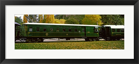 Framed Green Carriage of Kingston Flyer vintage steam train, Kingston, Otago Region, South Island, New Zealand Print