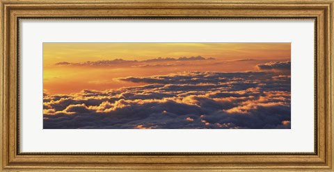 Framed Sunset above the clouds, Hawaii, USA Print