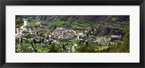 Framed High angle view of a town, Annot, Alpes-de-Haute-Provence, Provence-Alpes-Cote d&#39;Azur, France Print