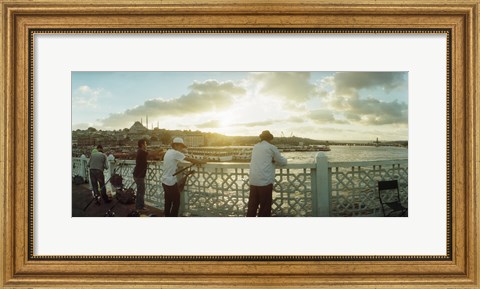 Framed People fishing in the Bosphorus Strait, Marmara Region, Istanbul, Turkey Print