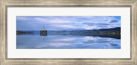 Framed Disused oil rig in the Cromarty Firth, Inverness, Inverness-Shire, Scotland Print