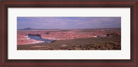 Framed Dam on a lake, Glen Canyon Dam, Lake Powell, Utah/Arizona, USA Print